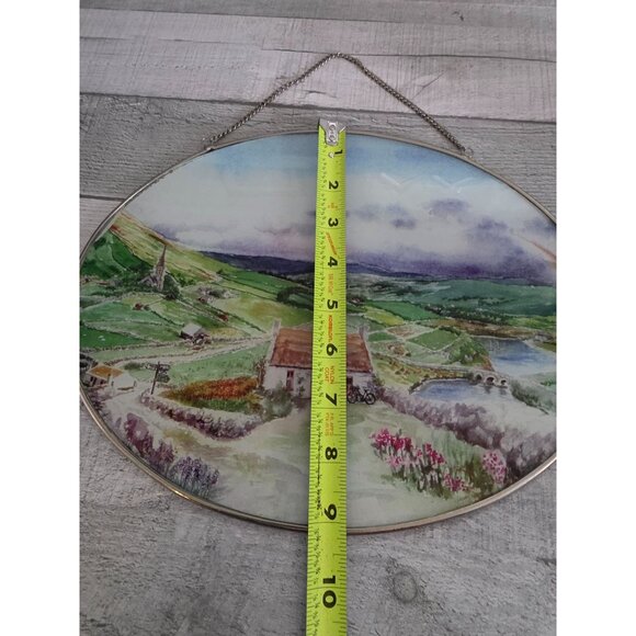 Large Out Of Ireland Oval Landscape Stained Glass Suncatcher With Chain - Picture 6 of 7